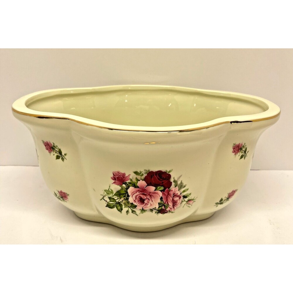 Formalities by Baum Bros Victorian Rose Large Scalloped Oval Bowl 11x8x5.5"-VTG - Picture 6 of 13